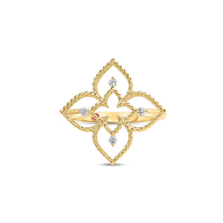 18k Yellow/white Gold Princess Flower Small Open Frame Diamond Ring thumbnail