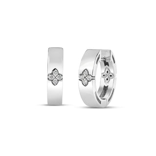 18k White Gold Love In Verona Narrow Diamond Hoop Earrings thumbnail