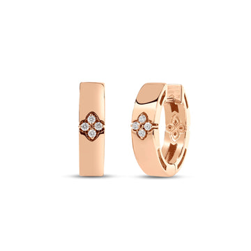 18k Rose Gold Love In Verona Narrow Diamond Hoop Earrings