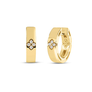 18k Yellow Gold Love In Verona Narrow Diamond Hoop Earrings thumbnail
