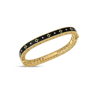 18k Yellow Gold Venetian Princess Diamond And Black Enamel Bangle thumbnail