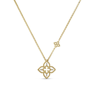 18K Yellow Gold Princess Flower Petite Open Frame Diamond Necklace thumbnail