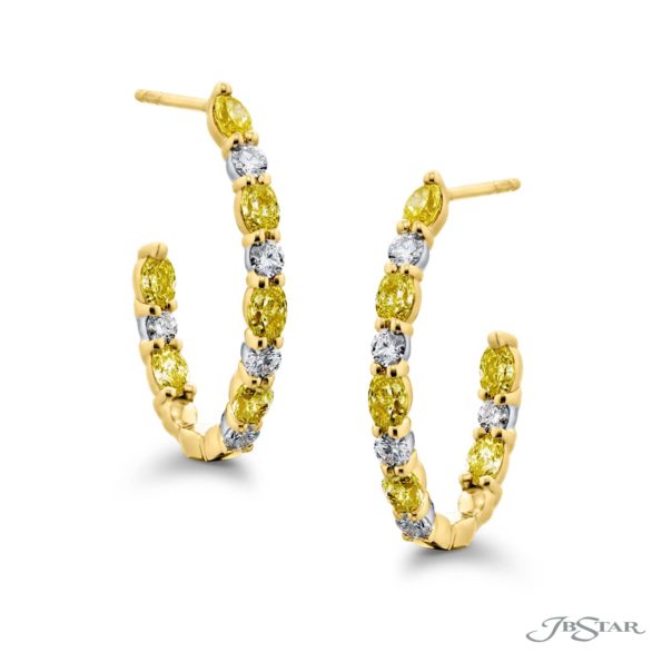 JB Star Fancy Yellow Diamond Hoop Earrings - 7882-001
