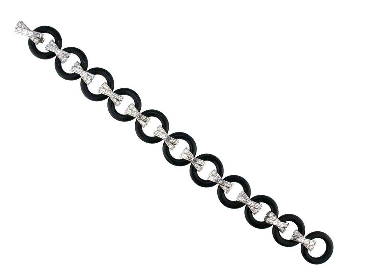 Platinum Black Jade Diamond Bracelet