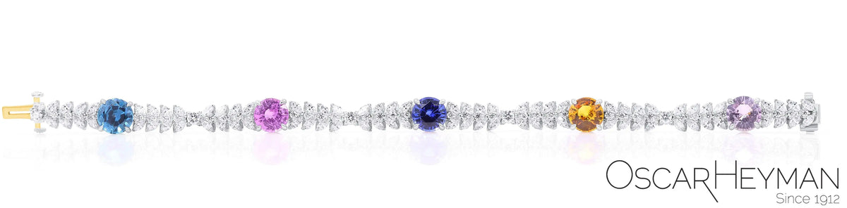 Platinum Indicolite Tourmaline Tourmaline Pink Sapphire Yellow Sapphire Sapphire Diamond Bracelet