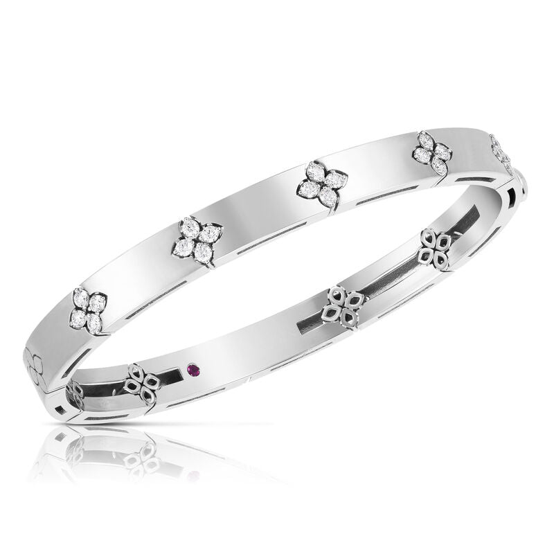 18k White Gold Love In Verona Wide Diamond Bangle