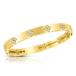 18k Yellow Gold Love In Verona Wide Diamond Bangle thumbnail