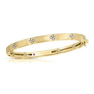 18k Yellow Gold Love In Verona Diamond & Satin Finish Bangle thumbnail