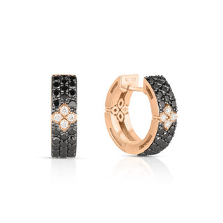 18k Rose Gold Love In Verona Pave Black & White Diamond Hoop Earrings thumbnail