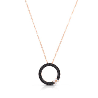 18k Rose Gold Love In Verona Black & White Diamond Circle Necklace thumbnail