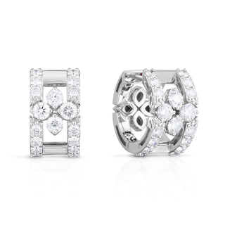 18K White Gold Love In Verona Diamond Open Frame Hoop Pave Earrings thumbnail