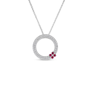 18K White Gold Love In Verona Diamond And Ruby Circle Necklace thumbnail