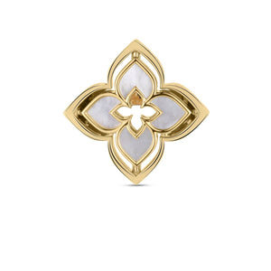 18K Yellow Gold Venetian Princess Pirouette Pave Diamond & Mother Of Pearl Flower Ring