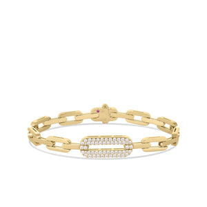 18K Yellow Gold Navarra Single Large Pave Diamond Link Bracelet