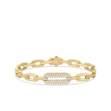 18K Yellow Gold Navarra Single Large Pave Diamond Link Bracelet