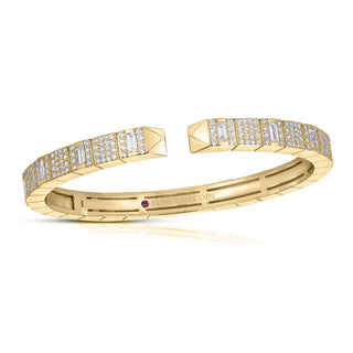18k Yellow Gold Obelisco Mixed Cut Pave Diamond Bangle thumbnail
