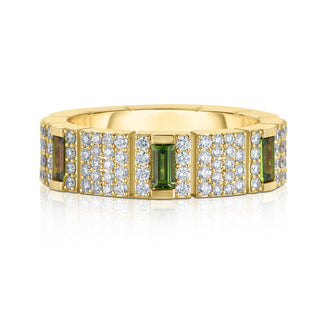 18k Yellow Gold Obelisco Pave Diamond And Green Tourmaline Ring thumbnail