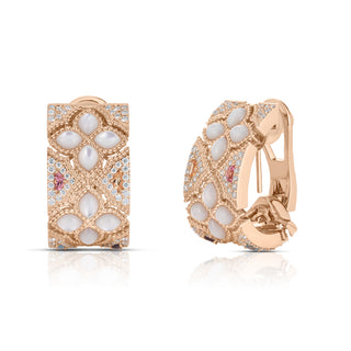 18K Rose Gold Venetian Princess Carnival Diamond, Mother Of Pearl, & Mixed Stones (Blue Topaz, Citrine, Iolite, & Pink Tourmaline) Flower Earrings thumbnail