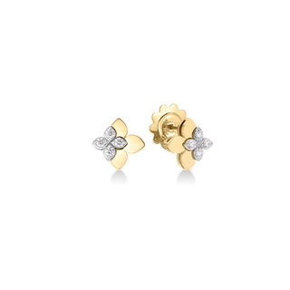 18k Yellow/white Gold Love In Verona East To West Diamond Flower Stud Earrings thumbnail