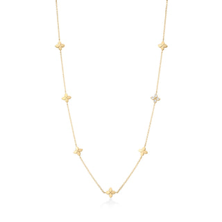 18k Yellow Gold Love In Verona Diamond Seven Flower Station Necklace thumbnail