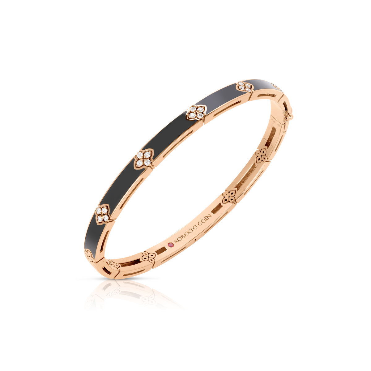 18K Rose Gold Love In Verona Diamond & Black Ceramic Enamel Bangle