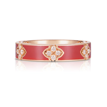 18k Rose Gold Love In Verona Diamond & Coral Enamel Ring