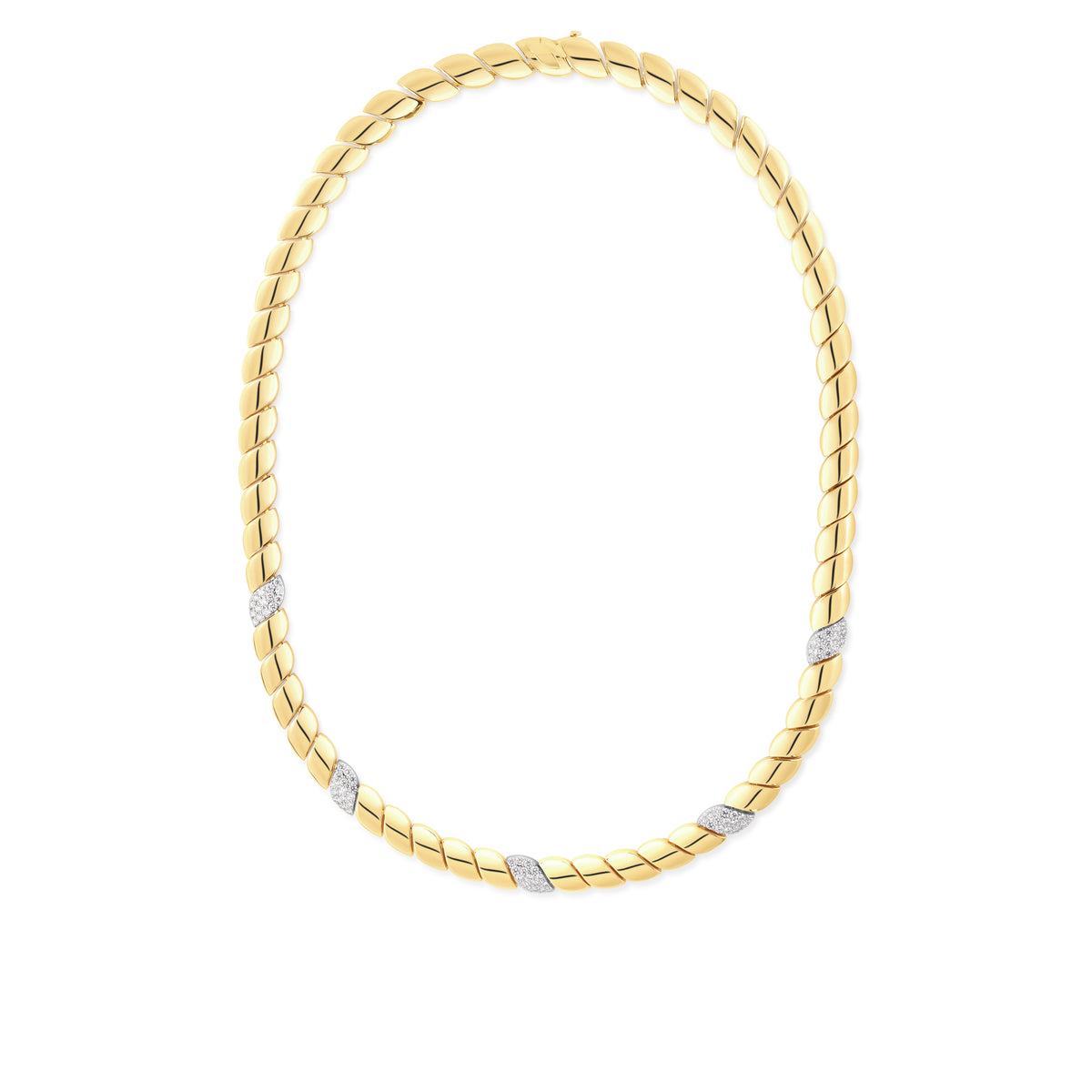18k Yellow/white Gold San Marco 5 Diamond Station Collar Necklace