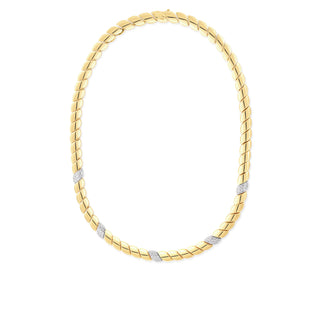 18k Yellow/white Gold San Marco 5 Diamond Station Collar Necklace thumbnail
