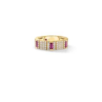 18k White Gold Obelisco Pave Diamond & Ruby Ring