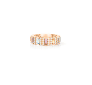 18k Yellow Gold Obelisco Pave Diamond & Mixed Stones Ring thumbnail
