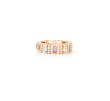 18k Yellow Gold Obelisco Pave Diamond & Mixed Stones Ring