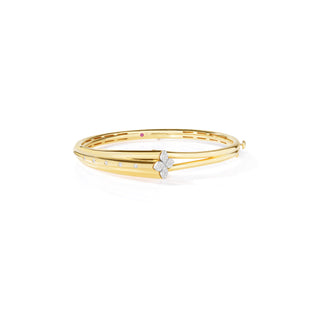 18k Yellow/white Gold Love In Verona Diamond Flower Double Band Bangle thumbnail