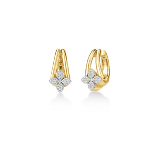 18k Yellow/white Gold Love In Verona Diamond Flower Double Band Hoop Earrings thumbnail