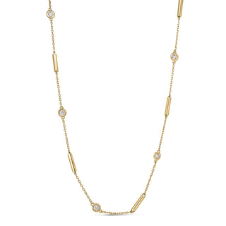 18k Yellow Gold Diamonds By The Inch Bar And Bezel Station Necklace thumbnail
