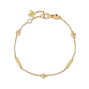 18k Yellow Gold Diamonds By The Inch Bar And Bezel Station Bracelet