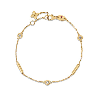 18k Yellow Gold Diamonds By The Inch Bar And Bezel Station Bracelet thumbnail
