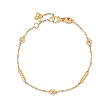 18k Yellow Gold Diamonds By The Inch Bar And Bezel Station Bracelet