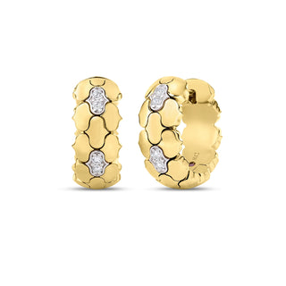 18k Yellow/white Gold Cobra Narrow Diamond Hoop Earrings thumbnail
