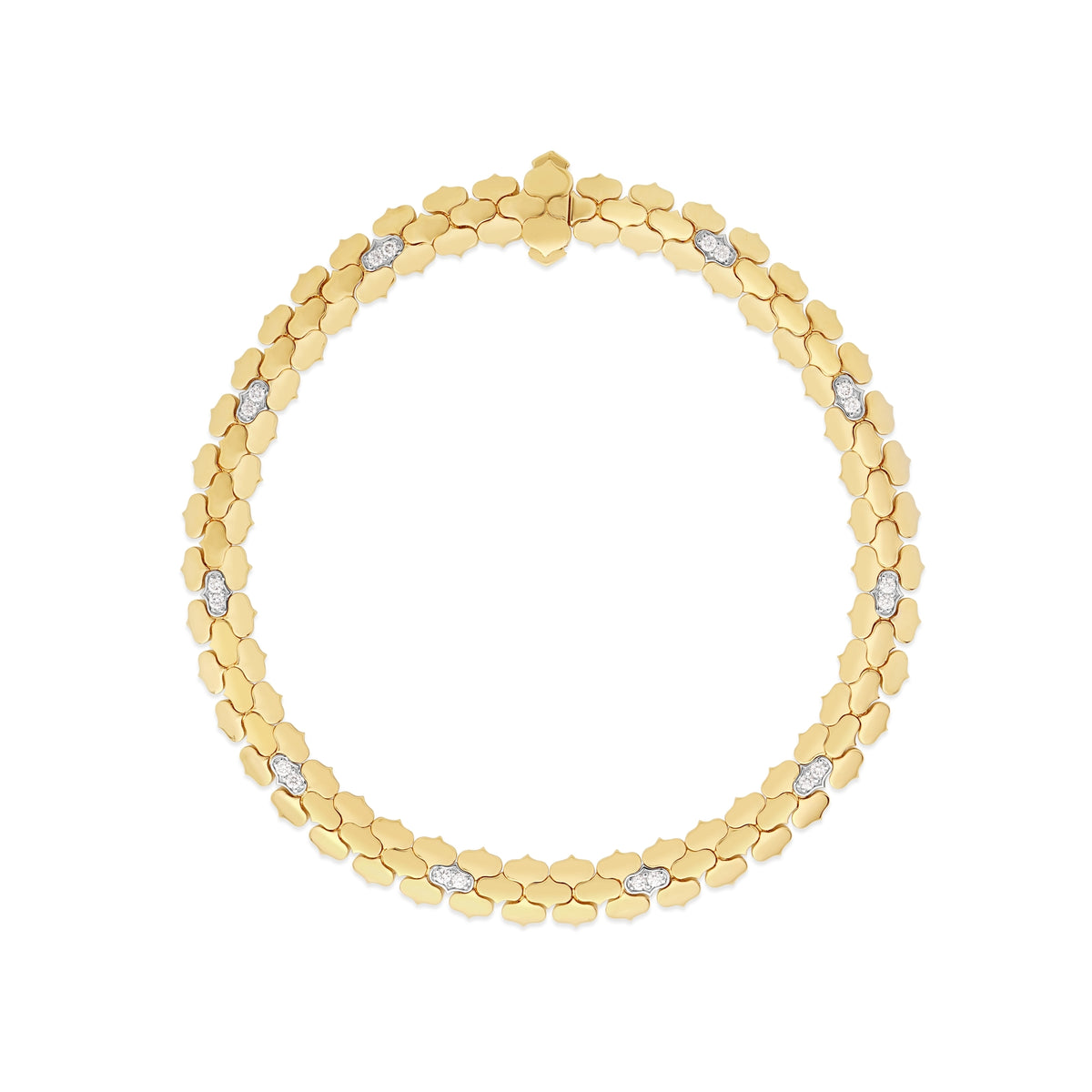 18k Yellow/white Gold Cobra Diamond Narrow Bracelet