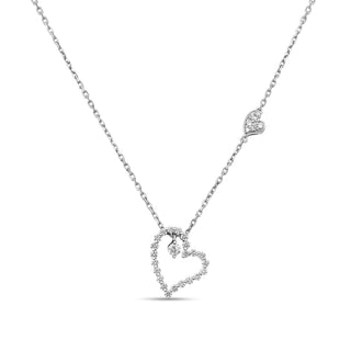 18k White Gold Diamond Princess Heart Necklace thumbnail