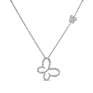 18k White Gold Jasmine Pave Diamond Outline Butterfly Necklace thumbnail