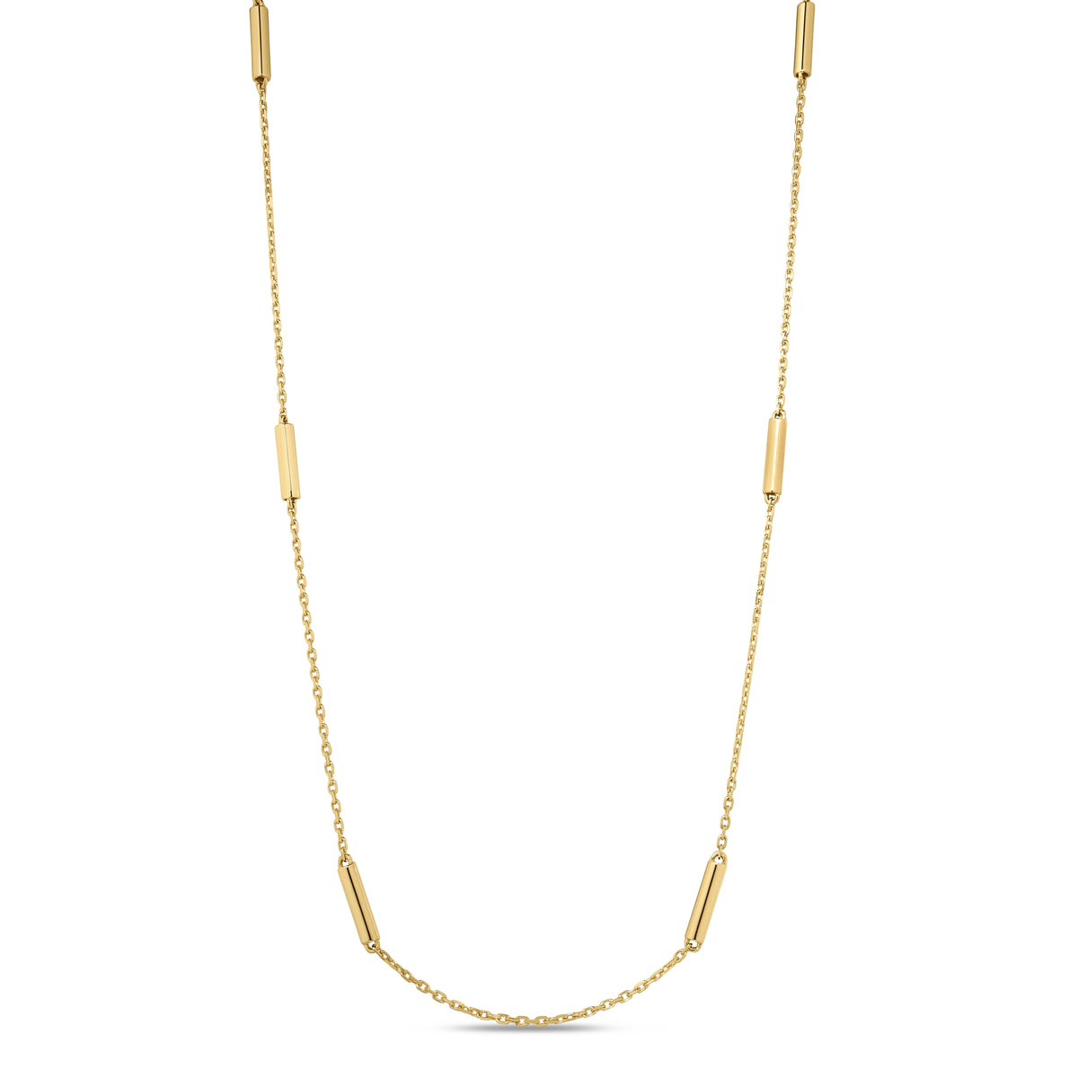 18k Yellow Designer Gold Bar Station Necklace