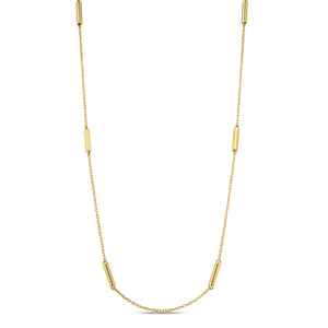 18k Yellow Designer Gold Bar Station Necklace