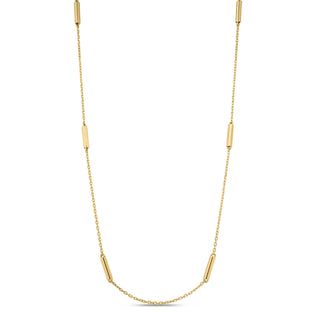 18k Yellow Designer Gold Bar Station Necklace thumbnail