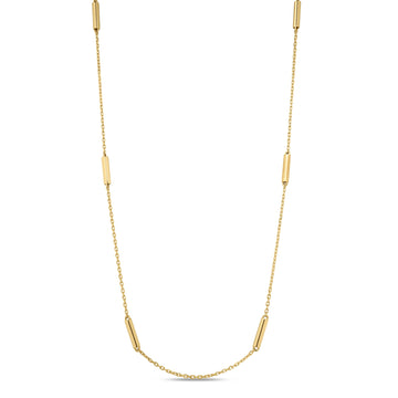 18k Yellow Designer Gold Bar Station Necklace