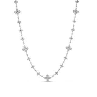 18K White Gold Love In Verona Pave Diamond Alternating Flowers Necklace thumbnail