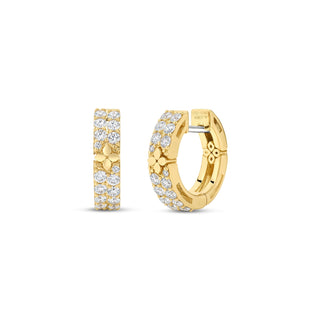 18K Yellow Gold Love In Verona Narrow Pave Diamond And Polished Flowers Earrings thumbnail