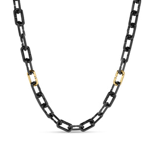 18k Yellow Designer Gold Black Titanium Link Chain Necklace thumbnail