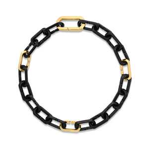 18k Yellow Designer Gold Black Titanium Chain Bracelet