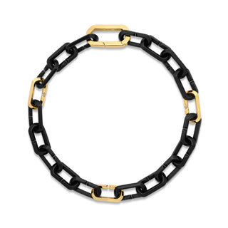 18k Yellow Designer Gold Black Titanium Chain Bracelet thumbnail